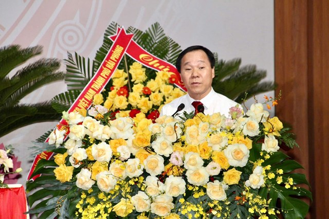Đồng ch&iacute; Nguyễn Hữu Th&ocirc;ng, B&iacute; thư Đảng uỷ x&atilde; ph&aacute;t biểu khai mạc.