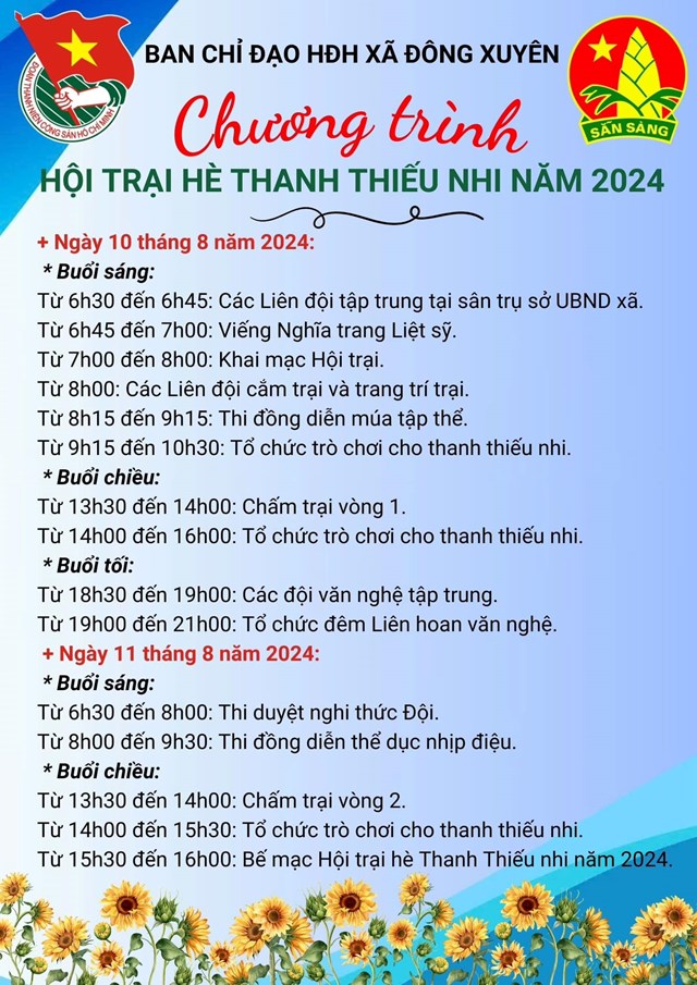 Chuỗi c&aacute;c hoạt động trong khu&ocirc;n khổ&nbsp;Hội trại h&egrave; Thanh Thiếu nhi x&atilde; Đ&ocirc;ng Xuy&ecirc;n năm 2024