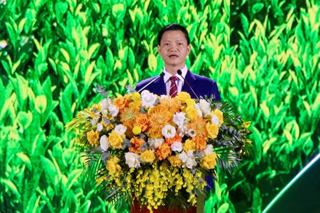 Chủ tịch UBND tỉnh Th&aacute;i Nguy&ecirc;n Vương Quốc Tuấn ph&aacute;t biểu tại chương tr&igrave;nh