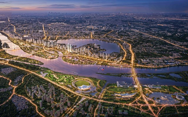 Phối cảnh dự &aacute;n trục đại lộ cảnh quan sông H&ocirc;̀ng trên địa bàn thành ph&ocirc;́ Hà Nội.