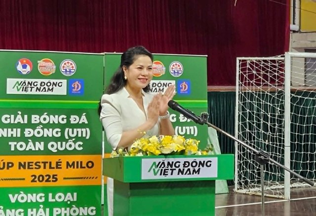 Bà Trần Thị Hoàng Mai - Giám đốc Sở Văn hóa Thể thao và Du lịch Hải Phòng phát biểu khai mạc giải