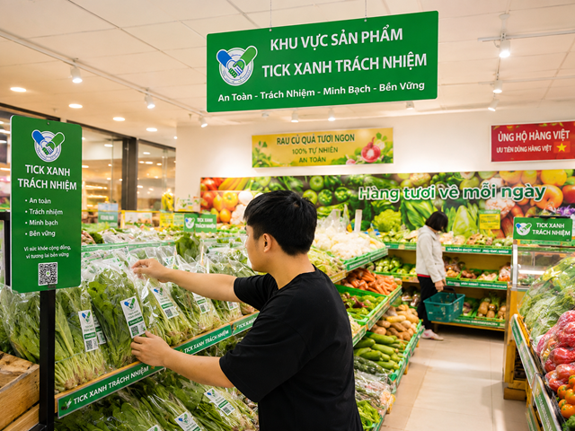 M&ocirc; h&igrave;nh &ldquo;Tick&nbsp;xanh tr&aacute;ch nhiệm&rdquo; được triển khai tại c&aacute;c si&ecirc;u thị, chợ truyền thống ở TP.HCM