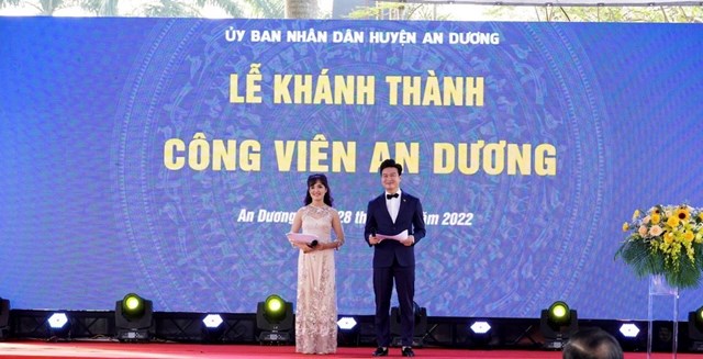 Lễ cắt băng Kh&aacute;nh th&agrave;nh c&ocirc;ng vi&ecirc;n trung t&acirc;m huyện an Dương