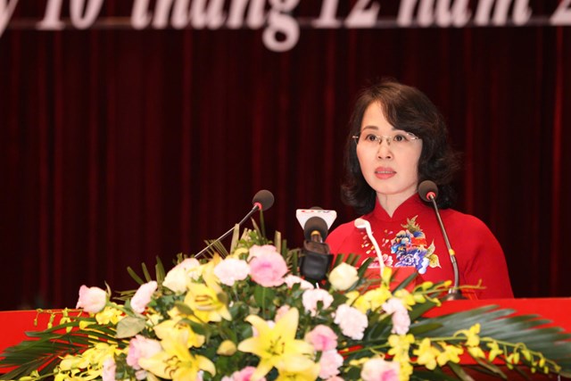 Đồng chí Trịnh Thị Minh Thanh, Chủ tịch HĐND tỉnh Quảng Ninh phát biểu