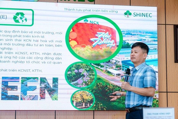 &Ocirc;ng Phạm Hồng Điệp - Chủ tịch HĐQT C&ocirc;ng ty CP Shinec chia sẻ về gi&aacute; trị v&agrave; kinh nghiệm x&acirc;y dựng M&ocirc; h&igrave;nh Khu C&ocirc;ng nghiệp Xanh tại KCN Nam Cầu Kiền &nbsp;