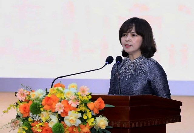 B&iacute; thư Đảng ủy x&atilde; Thư L&acirc;m Nguyễn Thị Thanh T&acirc;m ph&aacute;t biểu tại buổi lễ &nbsp;