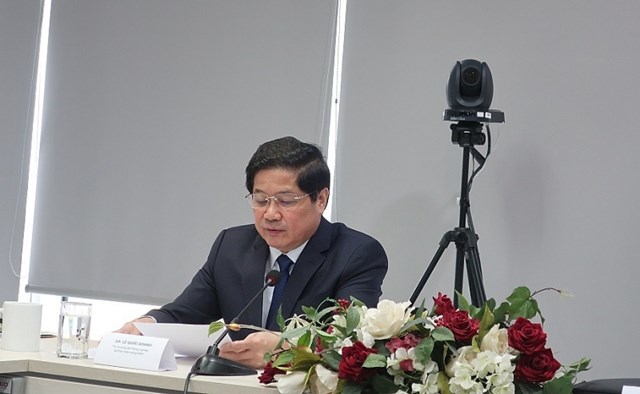 PGS. TS. L&ecirc; Quốc Doanh, Thứ trưởng Bộ N&ocirc;ng nghiệp v&agrave; Ph&aacute;t triển n&ocirc;ng th&ocirc;n ph&aacute;t biểu tại buổi lễ. (Nguồn: USAID)