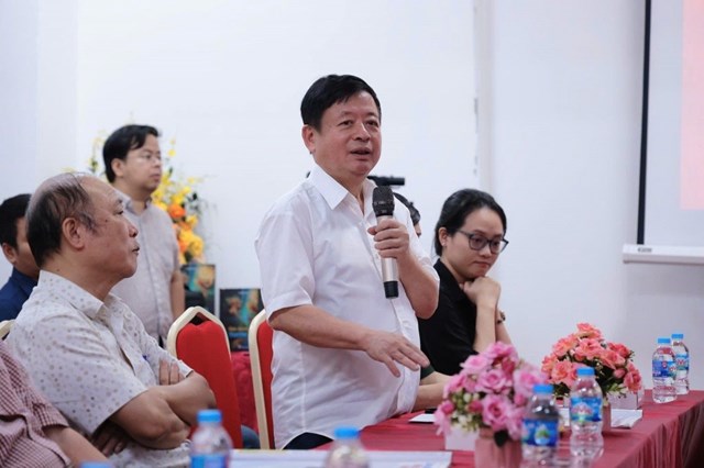 Nhạc sĩ Đỗ Hồng Qu&acirc;n - Chủ tịch Li&ecirc;n hiệp c&aacute;c Hội Văn học nghệ thuật Việt Nam ph&aacute;t biểu tại buổi lễ &nbsp;