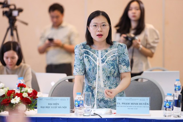 TS. Phạm Minh Huyền, Đại học Luật H&agrave; Nội tr&igrave;nh b&agrave;y tham luận tại diễn đ&agrave;n &nbsp;