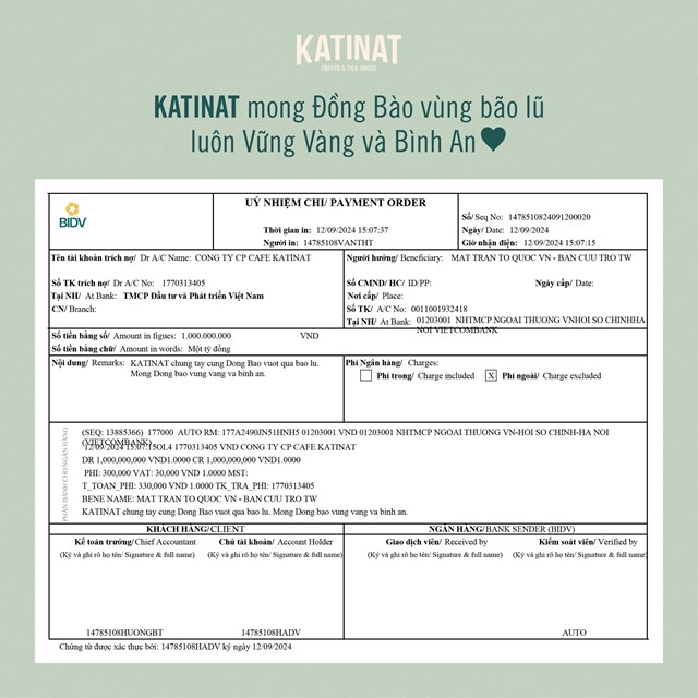 Thương hiệu đồ uống KATINAT tr&#237;ch 1.000đ tr&#234;n mỗi ly nước b&#225;n ra ủng hộ miền Bắc b&#227;o lũ - Ảnh 5