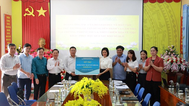 NXBGDVN cam kết đồng h&agrave;nh c&ugrave;ng học sinh v&agrave; c&aacute;c trường học v&ugrave;ng b&atilde;o lũ.