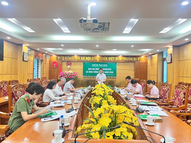 Ban Đại diện HĐQT NHCSXH x&atilde; Vĩnh Tường tổ chức hội nghị sơ kết hoạt động t&iacute;n dụng x&atilde; hội qu&yacute; II v&agrave; phương hướng, nhiệm vụ qu&yacute; III/2026