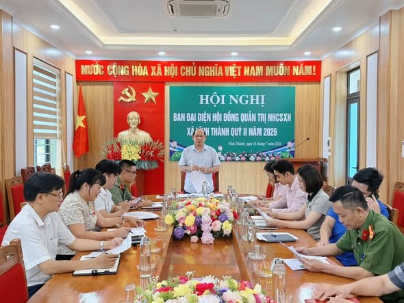 Ban Đại diện HĐQT NHCSXH x&atilde; Vĩnh Th&agrave;nh tổ chức hội nghị sơ kết hoạt động t&iacute;n dụng x&atilde; hội qu&yacute; II v&agrave; phương hướng, nhiệm vụ qu&yacute; III/2026