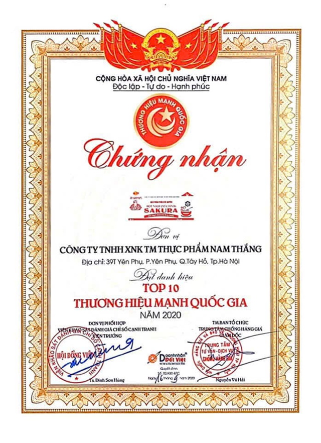 Nam Thắng đạt Top 10 Thương hiệu Uy t&#237;n Quốc gia 2025 - Ảnh 3