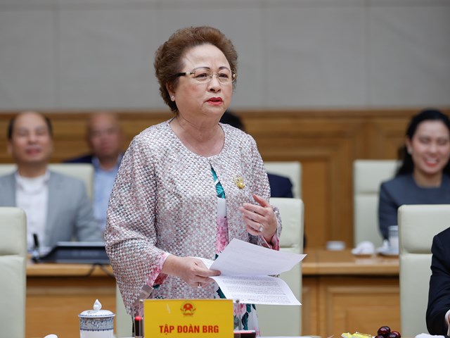 B&agrave; Nguyễn Thị Nga, Chủ tịch Tập đo&agrave;n BRG: Ch&uacute;ng t&ocirc;i cam kết x&acirc;y dựng th&agrave;nh phố th&ocirc;ng minh Bắc H&agrave; Nội l&agrave; th&agrave;nh phố trung h&ograve;a carbon đầu ti&ecirc;n tr&ecirc;n thế giới - Ảnh VGP/Nhật Bắc