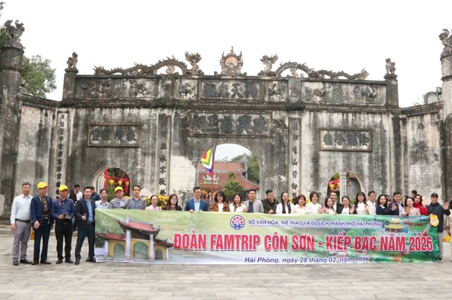 Nhiều hoạt động quảng b&aacute;, x&uacute;c tiến thương mại được tổ chức tại kh&ocirc;ng gian Di sản văn h&oacute;a thế giới&nbsp;C&ocirc;n Sơn - Kiếp Bạc năm 2026.&nbsp;(Ảnh: Bản tin VHTTDL HP)