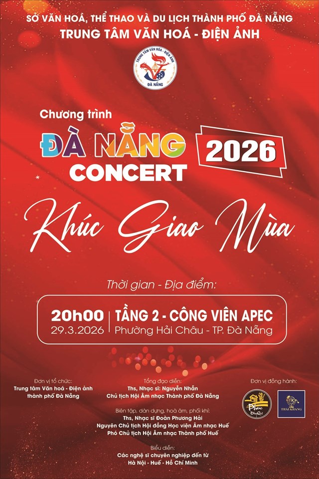 Chương tr&igrave;nh h&ograve;a nhạc &ldquo;Kh&uacute;c giao m&ugrave;a&rdquo; ch&agrave;o mừng 51 năm ng&agrave;y giải ph&oacute;ng TP Đ&agrave; Nẵng sẽ&nbsp;diễn ra l&uacute;c 20 giờ ng&agrave;y 29/3 tại C&ocirc;ng vi&ecirc;n APEC.&nbsp;