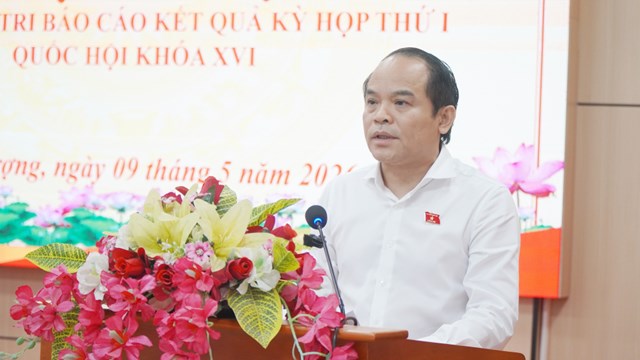 Tổng Thanh tra Ch&iacute;nh phủ Nguyễn Quốc Đo&agrave;n ph&aacute;t biểu tại buổi tiếp x&uacute;c cử tri TP. Huế