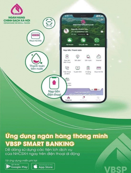 Dễ d&agrave;ng sử dụng c&aacute;c tiện &iacute;ch dịch vụ của Ng&acirc;n h&agrave;ng CSXH tr&ecirc;n thiết bị điện thoại Smarphone