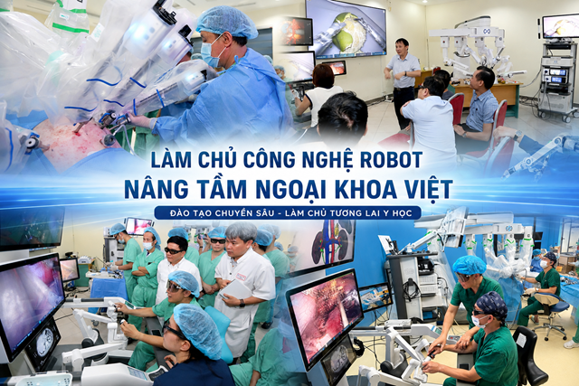 C&aacute;c chuy&ecirc;n gia hướng dẫn học vi&ecirc;n thực h&agrave;nh kỹ thuật phẫu thuật robot