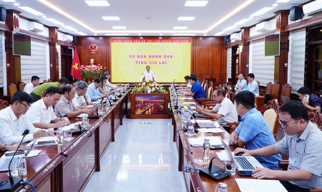 C&aacute;c đại biểu dự buổi l&agrave;m việc về c&ocirc;ng t&aacute;c bồi thường, hỗ trợ, t&aacute;i định cư v&agrave; giải ph&oacute;ng mặt bằng cao tốc Quy Nhơn - Pleiku. Ảnh: T.Trang