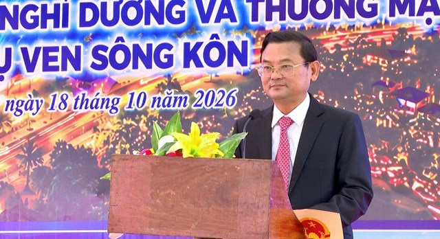 Ph&oacute; Chủ tịch UBND tỉnh Gia Lai Nguyễn Tự C&ocirc;ng Ho&agrave;ng ph&aacute;t biểu tại lễ khởi c&ocirc;ng
