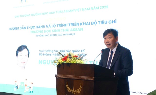 &Ocirc;ng Nguyễn Đỗ Anh Tuấn, Vụ trưởng Vụ Hợp t&aacute;c quốc tế (Bộ N&ocirc;ng nghiệp v&agrave; M&ocirc;i trường) ph&aacute;t biểu tại hội thảo