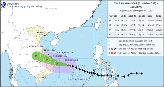 Đường đi của b&atilde;o số 13- Kalmaegi