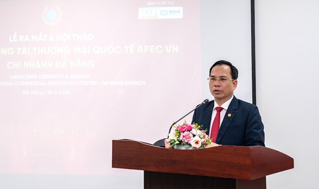 &Ocirc;ng Nguyễn Thanh Hồng - Gi&aacute;m đốc Sở Khoa học v&agrave; C&ocirc;ng nghệ Đ&agrave; Nẵng ph&aacute;t biểu tại buổi lễ.