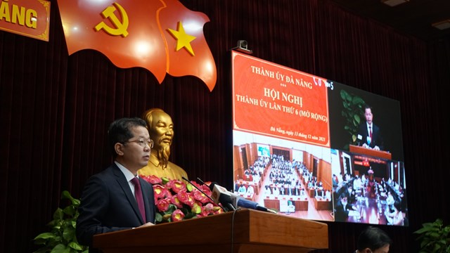 Uỷ vi&ecirc;n Trung ương Đảng - B&iacute; thư Th&agrave;nh ủy Đ&agrave; Nẵng&nbsp; Đồng ch&iacute; Nguyễn Văn Quảng ph&aacute;t biểu khai mạc Hội nghị