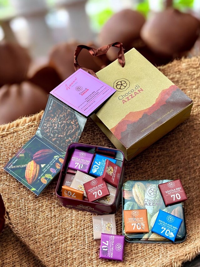 C&aacute;c sản phẩm cacao thanh l&agrave; kết quả của hơn 10 năm nghi&ecirc;n cứu, thử nghiệm v&agrave; sản xuất t&acirc;m huyết của anh Trần Quốc T&ugrave;ng.