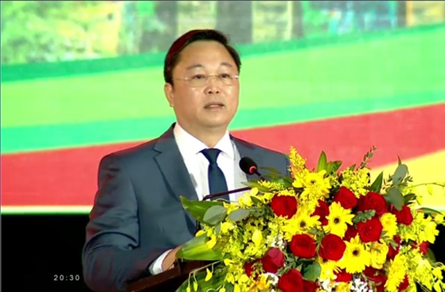Chủ tịch UBND tỉnh Quảng Nam L&ecirc; Tr&iacute; Thanh ph&aacute;t biểu tại lễ bế mạc Năm du lịch Quốc gia 2022 v&agrave; khai mạc Năm Quốc gia khởi nghiệp 2023