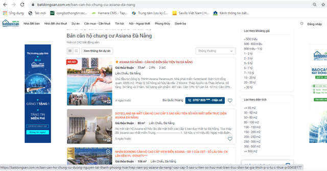 Dự &aacute;n Khu căn hộ Asiana do C&ocirc;ng ty TNHH Asiana Paramount l&agrave;m chủ đầu tư được rao b&aacute;n tr&ecirc;n nhiều website
