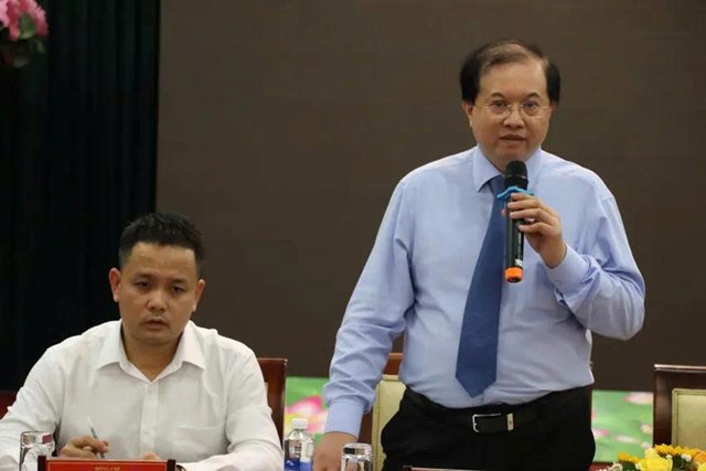 Thứ trưởng Bộ VHTTDL,&nbsp;Trưởng Ban Chỉ đạo Li&ecirc;n hoan Phim Tạ Quang Đ&ocirc;ng ph&aacute;t biểu tại buổi họp b&aacute;o ph&aacute;t biểu tại Họp B&aacute;o