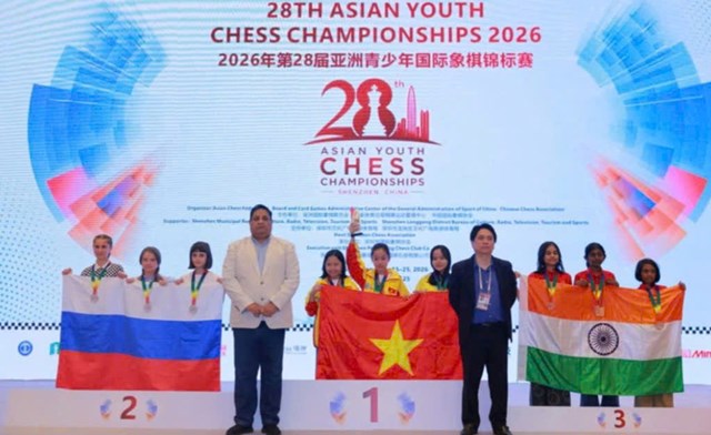 Phương Anh tỏa s&aacute;ng với Giải V&ocirc; địch Cờ vua trẻ ch&acirc;u &Aacute; năm 2026 diễn ra tại Th&acirc;m Quyến (Trung Quốc)