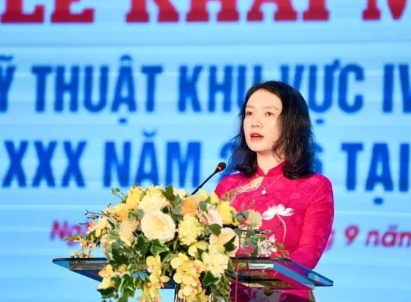 B&agrave; Trần Thị Mỹ Hạnh, Gi&aacute;m đốc Sở Văn h&oacute;a, Thể thao v&agrave; Du lịch Nghệ An ph&aacute;t biểu