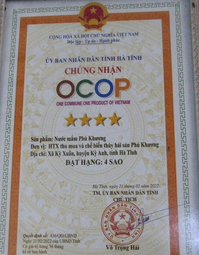Sản phẩm lấy chất lượng l&agrave;m chữ t&iacute;n đặt l&ecirc;n h&agrave;ng đầu, được tỉnh H&agrave; Tĩnh chứng nhận OCOP 4 sao v&agrave;o năm 2022