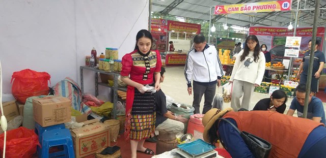 Một gian h&agrave;ng của x&atilde; Quế Phong gi&aacute;p huyện Samtay của L&agrave;o cũng h&uacute;t kh&aacute;ch