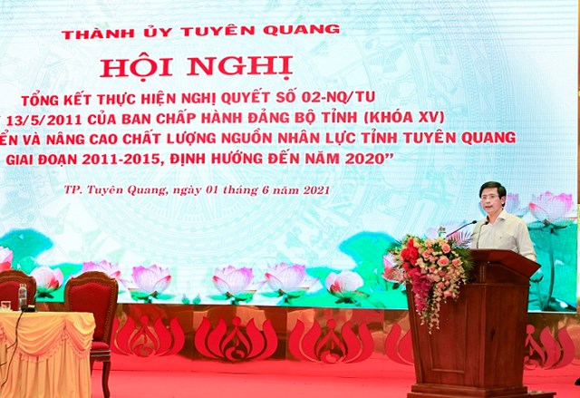 Bí thư Thành ủy Tạ Đức Tuyên phát biểu tại Hội nghị - Ảnh: Trung tâm Văn hóa, Thôn tin và Thể thao TP Tuyên Quang