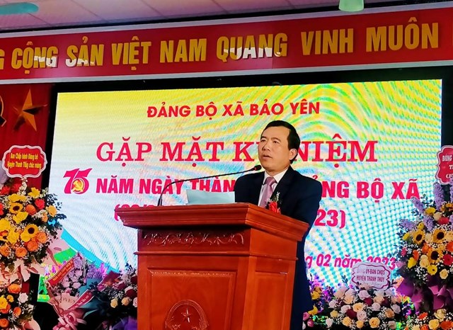 Ông Nguyễn Minh Tường,Tỉnh ủy viên, Bí thư huyện ủy, Chủ tịch HĐND Huyện Thanh Thủy phát biểu chào mừng.
