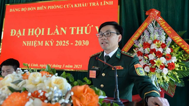 Thượng tá Vũ Văn Dương, Ch&iacute;nh trị vi&ecirc;n Đồn Bi&ecirc;n ph&ograve;ng Cửa khẩu Tr&agrave; Lĩnh tiếp tục được bầu giữ chức vụ Bí thư Đảng ủy nhiệm kỳ 2025 &ndash; 2030.