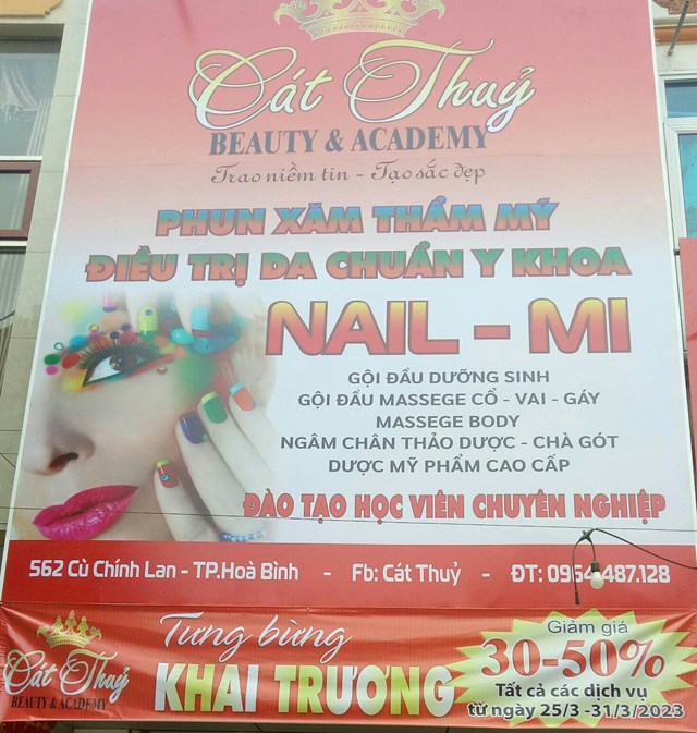 khai trương Cát Thủy Beauty & Academy tại 562 Cù Chính Lan - Hòa Bình