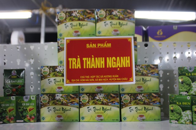 Sản phẩm Trà thành ngạnh của HTX Hương Xuân được giới thiệu tại Hội chợ Nông nghiệp và triển lãm sản phẩm OCOP vùng Trung du, miền núi phía Bắc 2022.