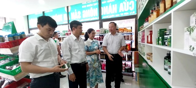 C&aacute;c đại biểu thăm quan cửa h&agrave;ng n&ocirc;ng sản an to&agrave;n Minh Nguyệt&nbsp;