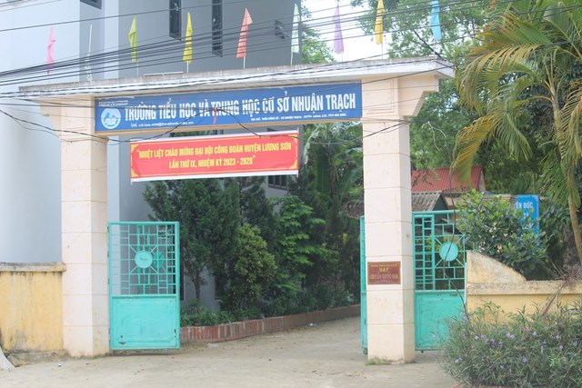 Trường Tiểu học v&agrave; Trung học cơ sở Nhuận Trạch khang trang. Ảnh: Phi Long.