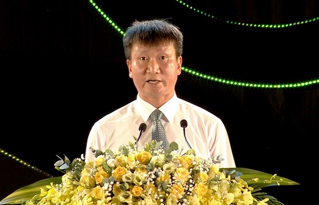 Chủ tịch UBND tỉnh Trần Huy Tuấn phát biểu khai mạc Lễ hội Văn hoá - Du lịch Mường Lò 2023.