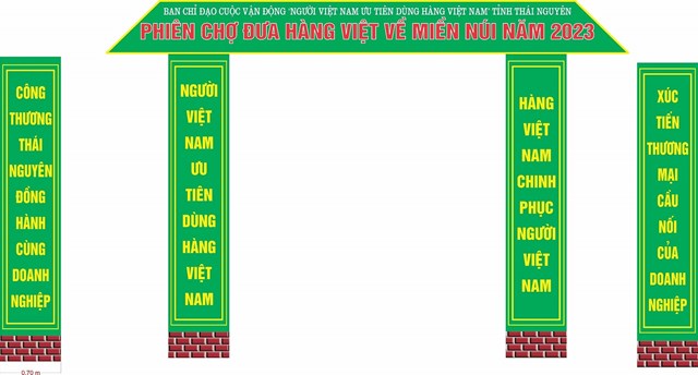 Phiên chợ đưa hàng Việt Nam về miền núi năm 2023, “Người Việt Nam ưu tiên dùng hàng Việt Nam”. Tổ chức tại sân vận động xã Phú Đô.