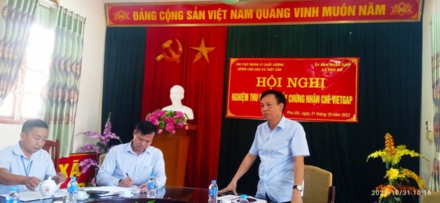 Ông Vũ Văn Phán - Chi Cục trưởng, Chi cục Quản lý chất lượng Nông Lâm sản và Thủy sản tỉnh Thái Nguyên, phát biểu tại hội nghị.