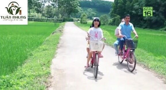Cả gia đình đạp xe dọc cánh đồng, mang lại cảm xúc thật tuyệt vời. 