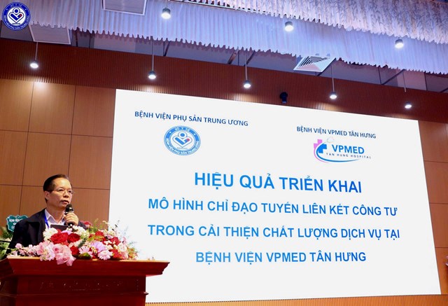 TS.BS.&nbsp;Đồng Ngọc Đức &ndash; Ph&oacute; Gi&aacute;m Đốc - Bệnh viện VPMED T&acirc;n Hưng tr&igrave;nh b&agrave;y b&agrave;i b&aacute;o c&aacute;o: Hiệu quả triển khai m&ocirc; h&igrave;nh Chỉ đạo tuyến li&ecirc;n kết C&ocirc;ng &ndash; Tư trong cải thiện chất lượng dịch vụ tại Bệnh viện VPMED T&acirc;n Hưng